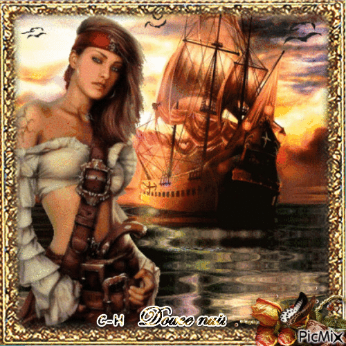 émilie femme pirate - Darmowy animowany GIF