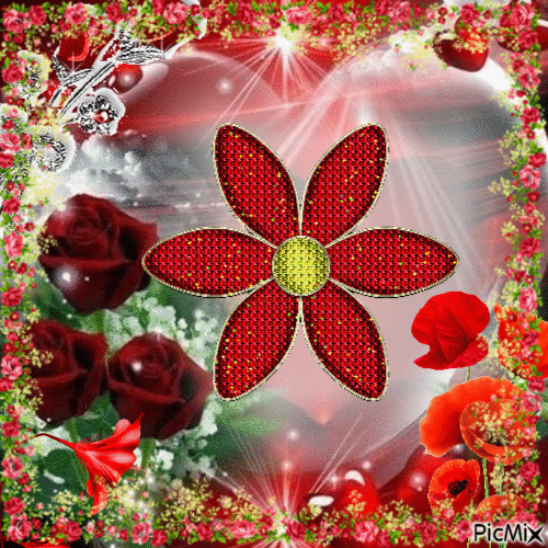 Le pays de fleurs rouges - Ilmainen animoitu GIF