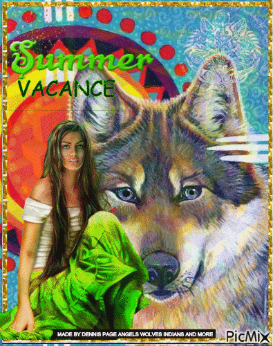 summer holliday wolf gif - Free animated GIF