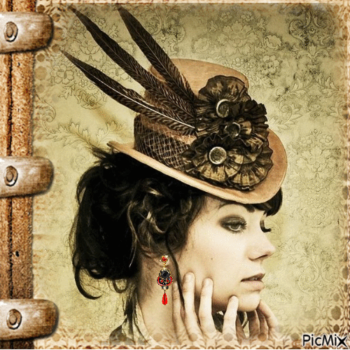portrait steampunk woman - Gratis animeret GIF