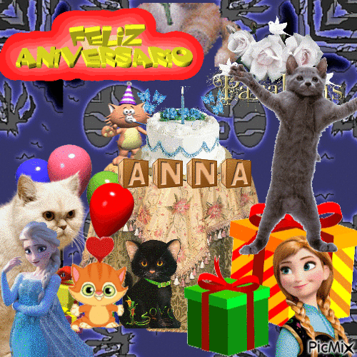 feliz aniversario Anna - Darmowy animowany GIF