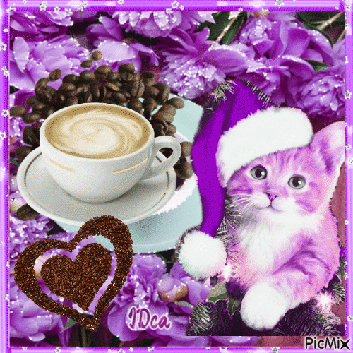 Café fleuri   violet - GIF animado gratis