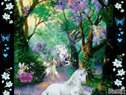 Licorne et fées ma création a partager sylvie - Free animated GIF