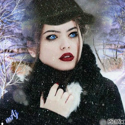 Concours " Portrait de femme glamour sur paysage neigeux" - GIF เคลื่อนไหวฟรี