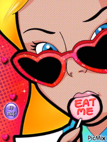 Alice Pop Art Eat Me - GIF animé gratuit