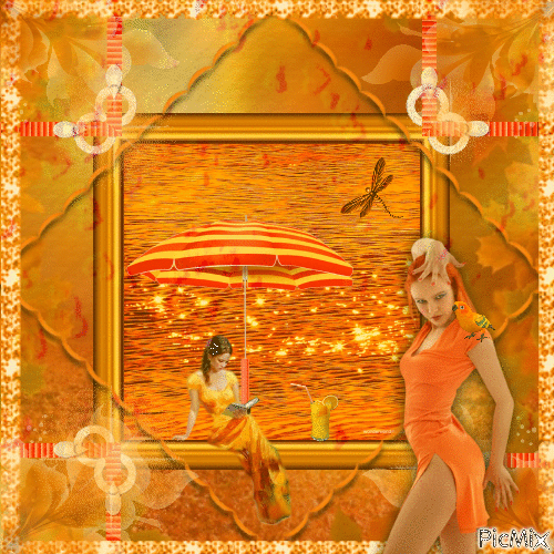Belle en orange - Free animated GIF