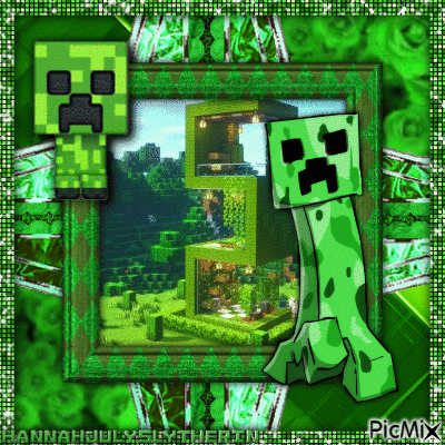 [][][]Minecraft Creeper in Green[][][] - Nemokamas animacinis gif