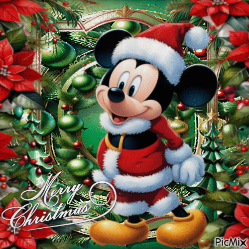 Frohe Weihnachten mit Mickey - GIF animé gratuit