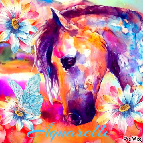 Aquarelle cheval - 無料png