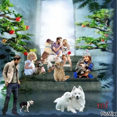 la famille des petit chiens - Animovaný GIF zadarmo
