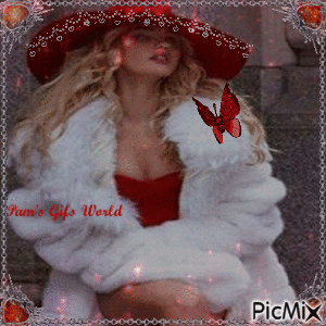 Lady in White Fur - Free animated GIF