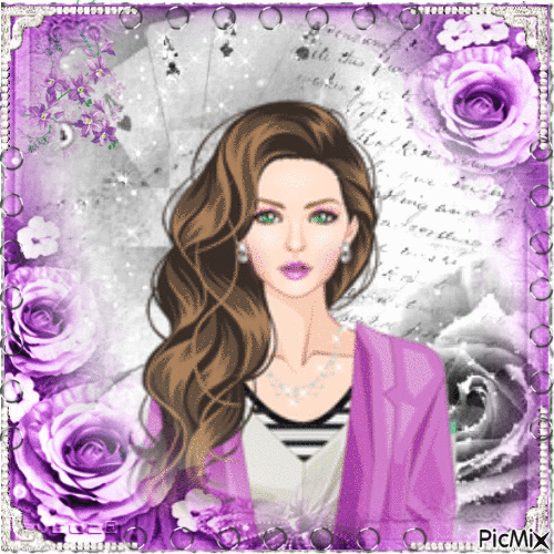 Beautiful Woman-Purple - Free animated GIF