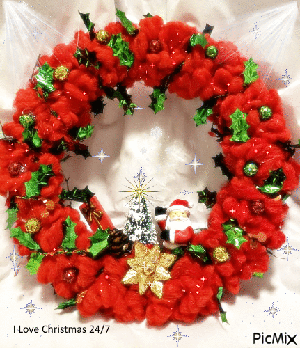 Red Christmas Wreath gif - Gratis animerad GIF