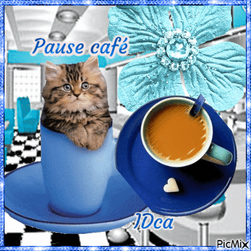 Pause café  du chat - GIF animé gratuit