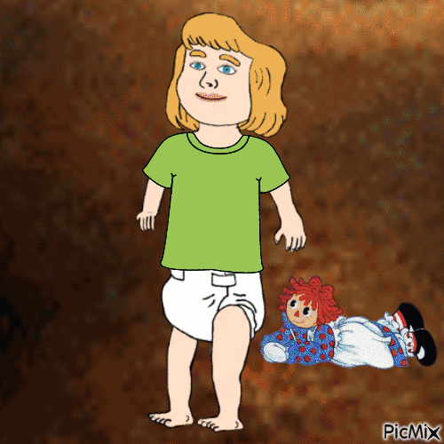 Baby and Raggedy Ann in fantasy world - Zdarma animovaný GIF