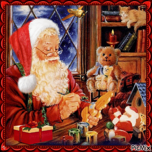 Le Père Noël prépare les cadeaux pour les enfants - Contest - Δωρεάν κινούμενο GIF