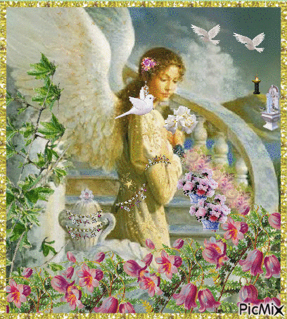 Angel dressed in yellow. - Free animated GIF