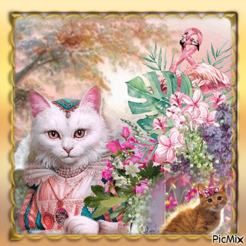 Cats and Flowers - nemokama png