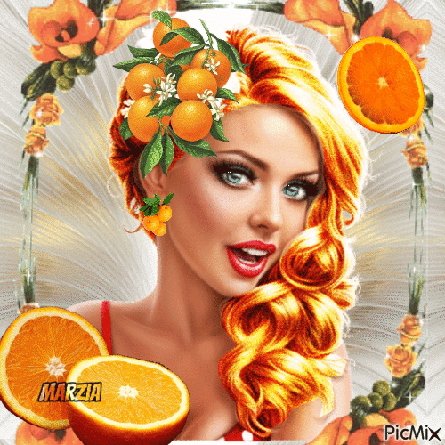 ritratto con arance - Gratis animeret GIF