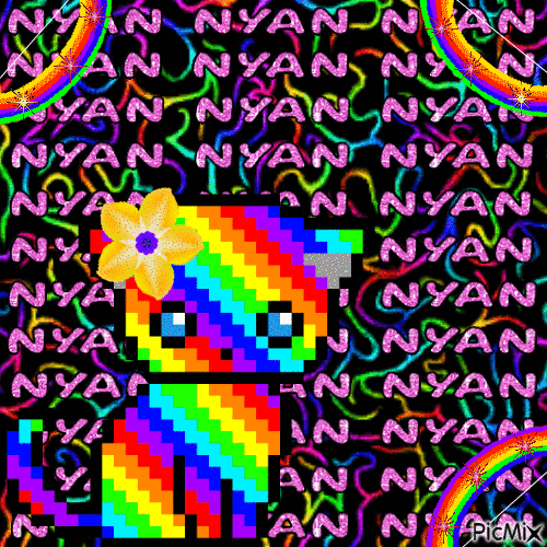 rainbow cat yea - GIF animado grátis