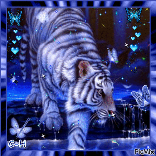 tigre bleu - GIF animasi gratis