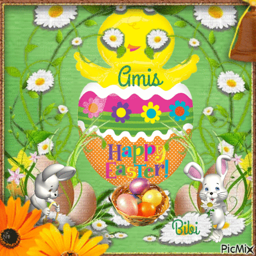 Joyeuses Pâques les amis - Ingyenes animált GIF