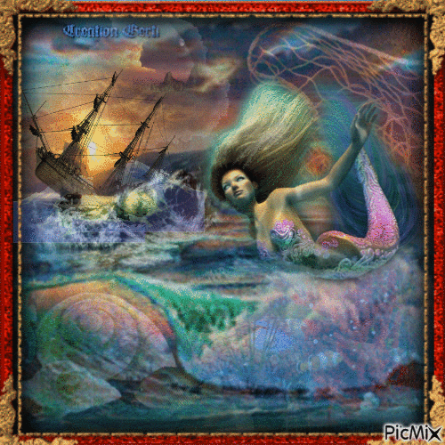 Storm at sea-fantasy creation - Бесплатный анимированный гифка