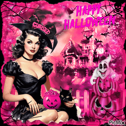 Pink Halloween - Бесплатни анимирани ГИФ