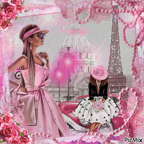 Moda rosa en Paris 🗼 - Безплатен анимиран GIF