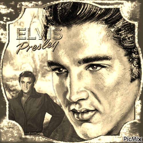 Elvis Presley en sépia - 無料のアニメーション GIF