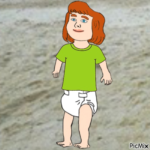 Elizabeth enjoying her day in the sand - png ฟรี