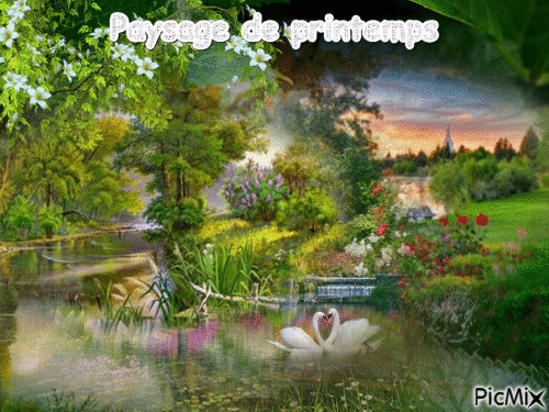 Paysage de printemps - Бесплатный анимированный гифка