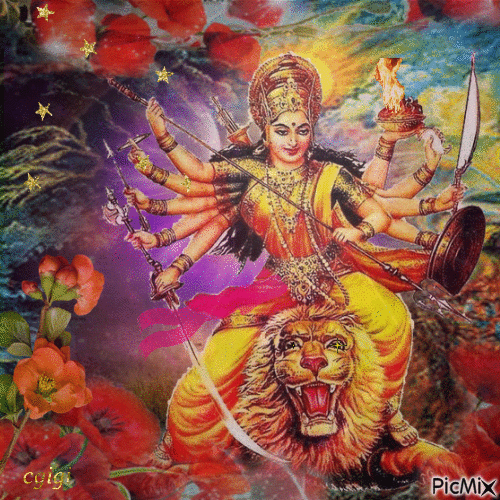 Maha Durga fantasy art - Animovaný GIF zadarmo