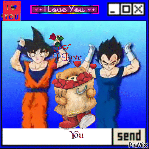 Goku és Vegeta szerelmesek - GIF animé gratuit