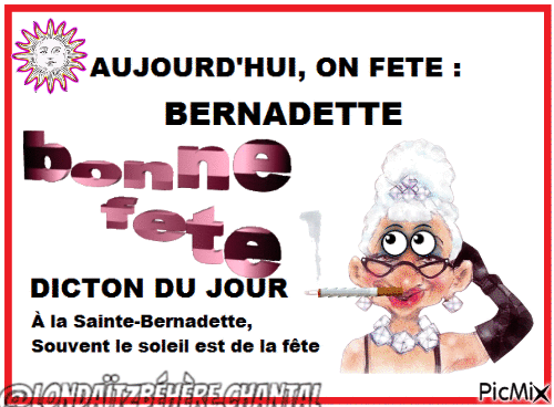 Fete Bernadette - GIF animé gratuit
