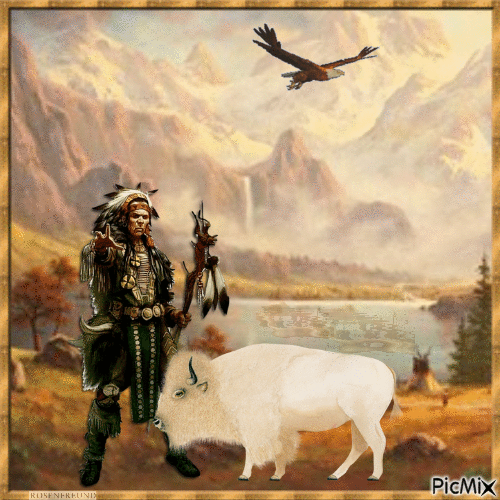 Indianer und sein Bison - Δωρεάν κινούμενο GIF