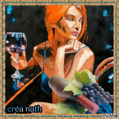 Femme avec un verre de vin, concours - Free animated GIF
