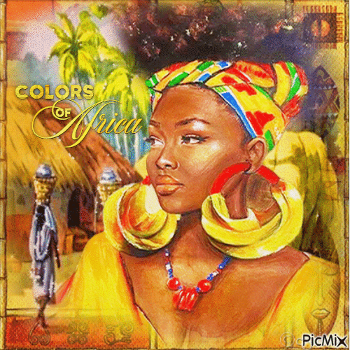 Africa woman painting - Free animated GIF