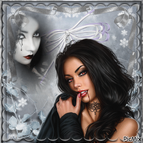 vampire en noir et blanc - Besplatni animirani GIF