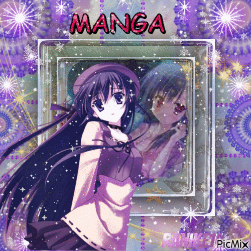 Purple manga girl 💜 - Бесплатный анимированный гифка