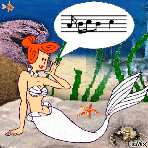 Mermaid Wilma Flintstone singing - GIF animado grátis