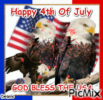 HAPPY 4TH OF JULY EAGLES & FLAG - Besplatni animirani GIF