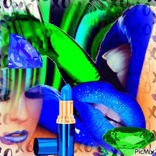 Lips blue green - 無料のアニメーション GIF