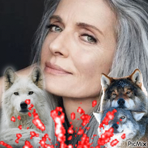 jodie pix mix with wolves - GIF animate gratis