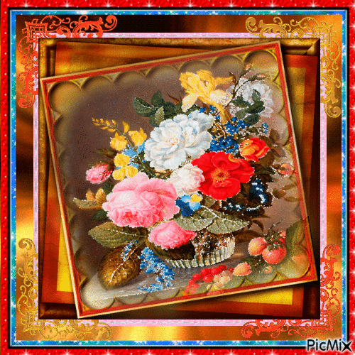 Art - Bouquet champêtre coloré - Ingyenes animált GIF