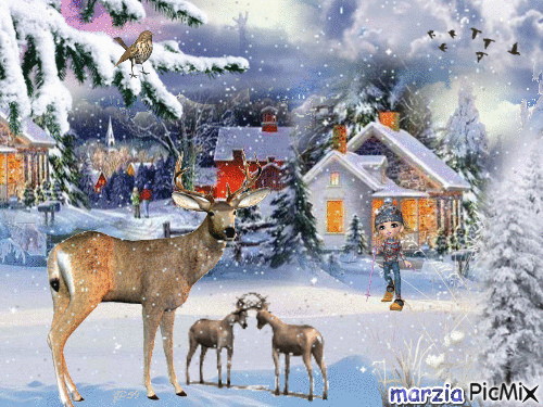 cervi sulla neve - Ingyenes animált GIF