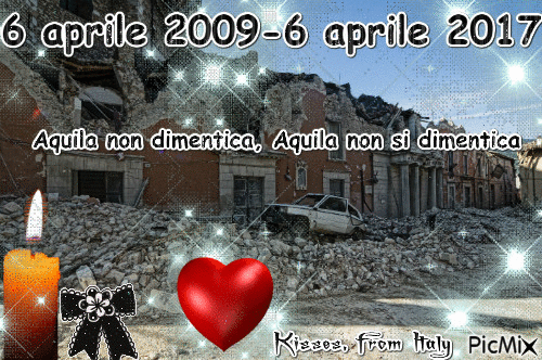 6 aprile 2009-6 aprile 2017 Terremoto Aquila - Gratis animerad GIF