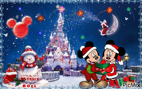 buon Natale Micky Mouse e Minnie - GIF animé gratuit