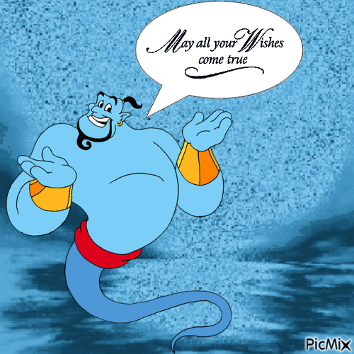 Genie May all your wishes come true - Animovaný GIF zadarmo