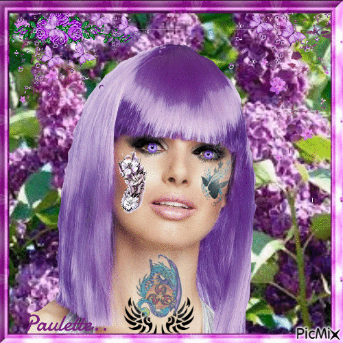 femme lilas tatouées - GIF animasi gratis
